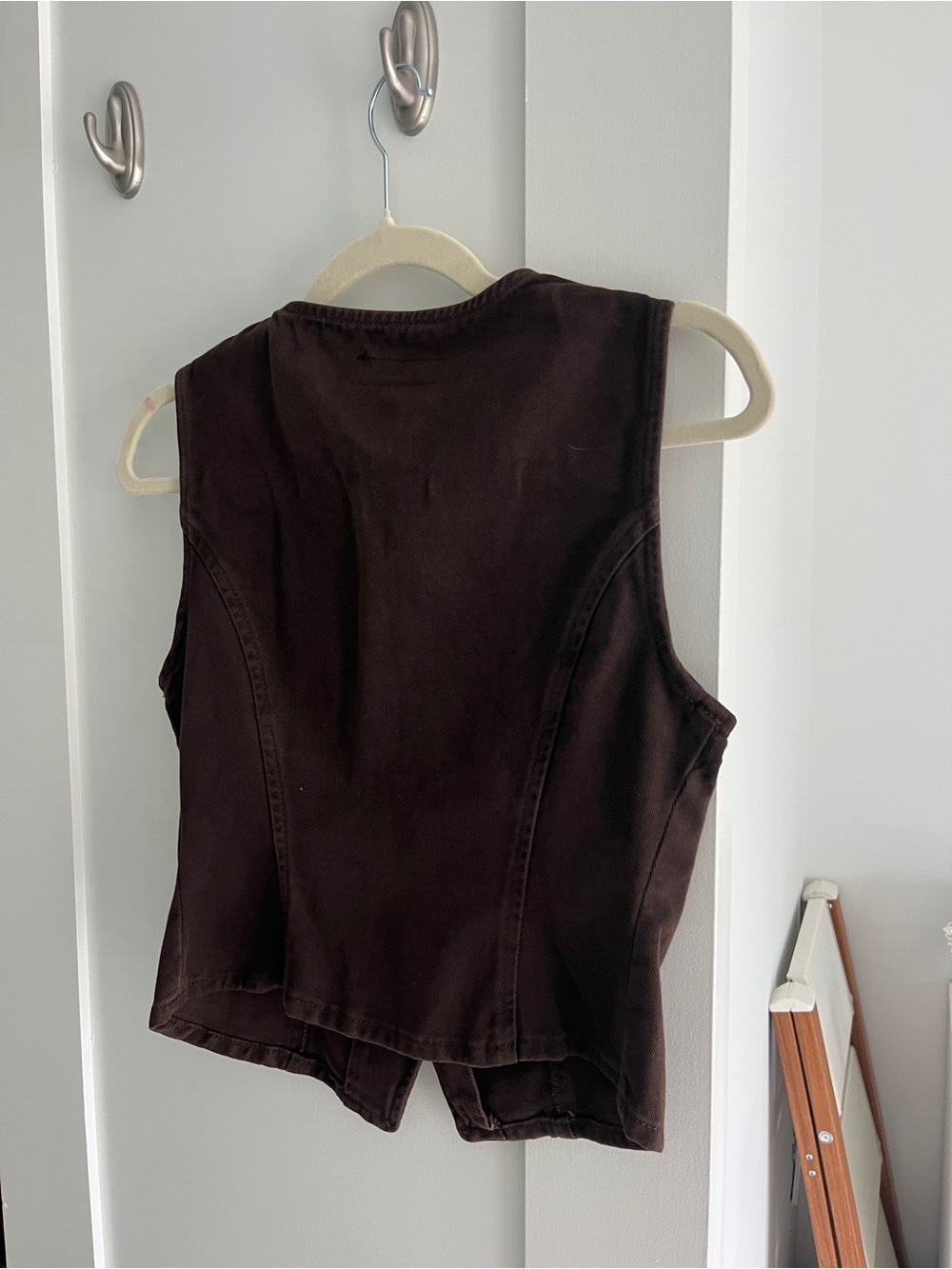 Zara Brown Sleeveless Button-Front Fitted Vest/Top - Picture 5 of 6